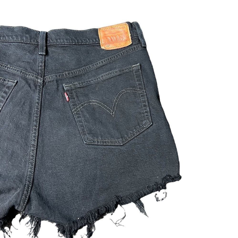 Levi’s 501 Black Frayed Hem Denim Shorts - Picture 3 of 8